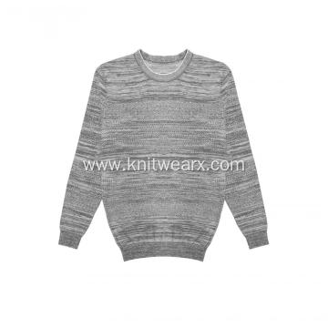 Men's Knitted Sweater Charcoal AB Yarn Crewneck Pullover